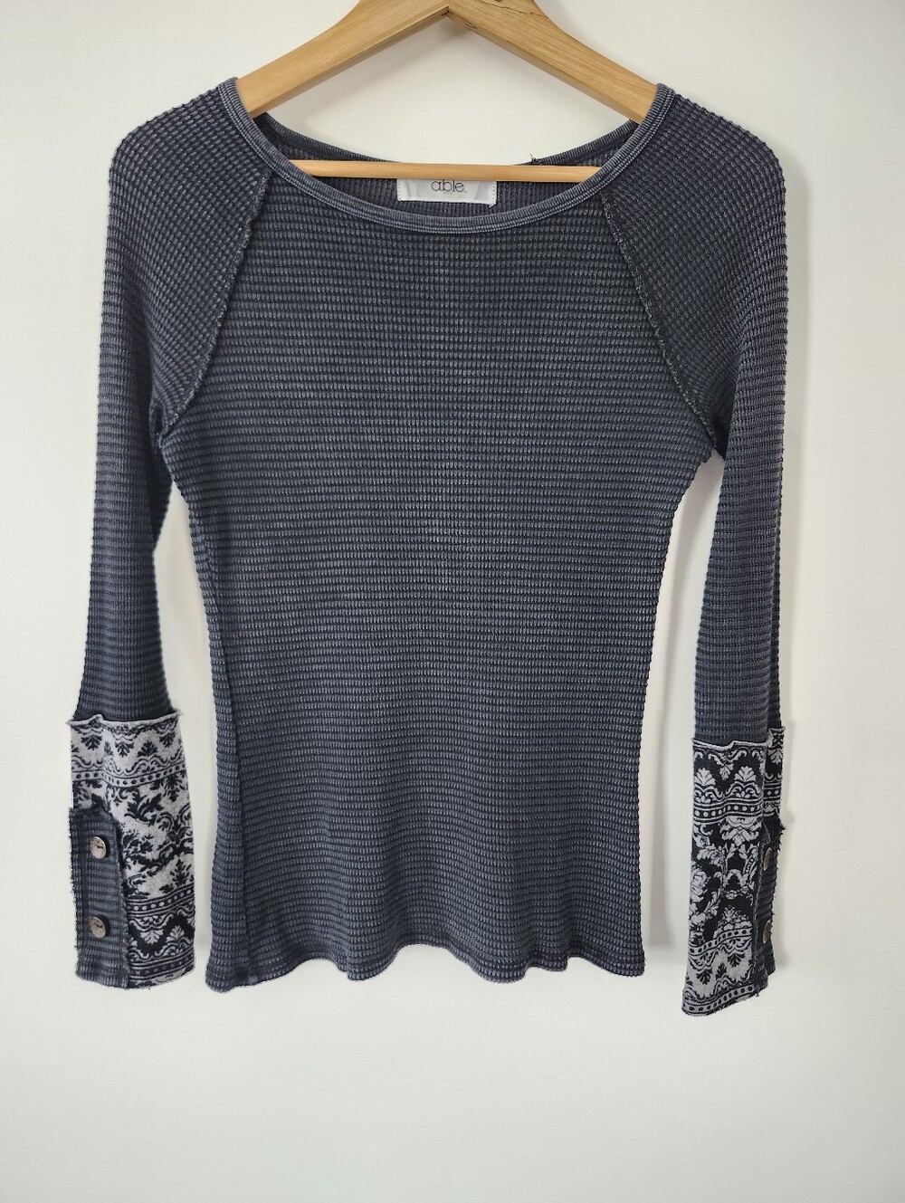 ABLE Washed Black Long Sleeve Top | Boho Fairycore Whimsigoth Bella Swan Vibe